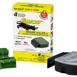 Motomco Tomcat Mouse Killer III Refillable Mouse Bait Station, 4-Pack