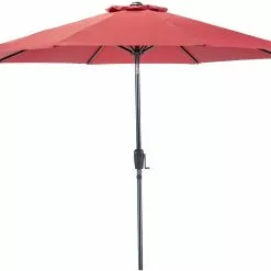 Sunray 9' Red Market Umbrella with Crank