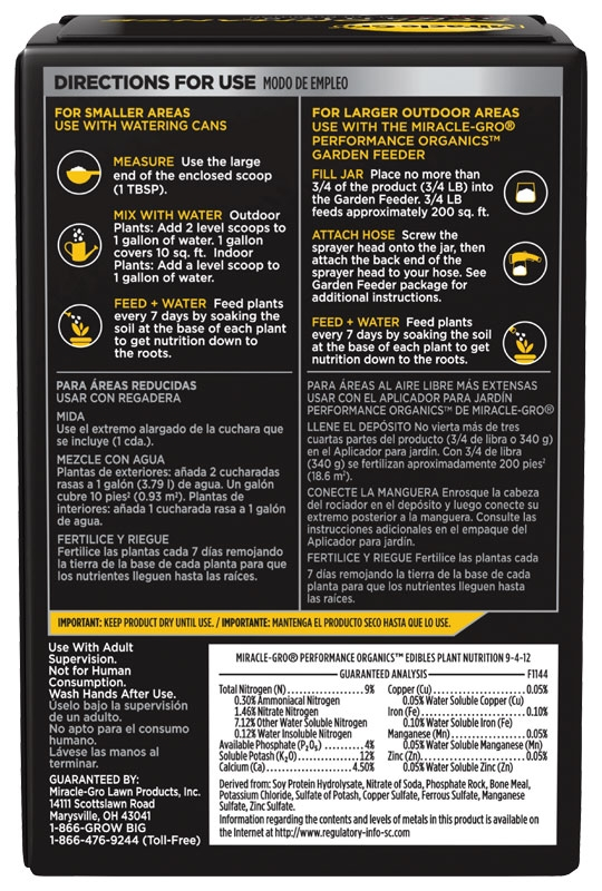 Miracle-Gro Performance Organics Edibles Plant Nutrition - Image 2