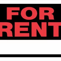 Hillman 8"x12" Plastic Fluorescent "For Rent" Sign
