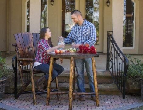 Leigh Country Char-Log Slatted Round Bar Table - Image 2