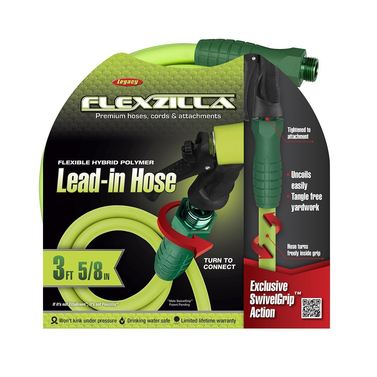 Flexzilla 3' Garden Hose Featuring SwivelGrip