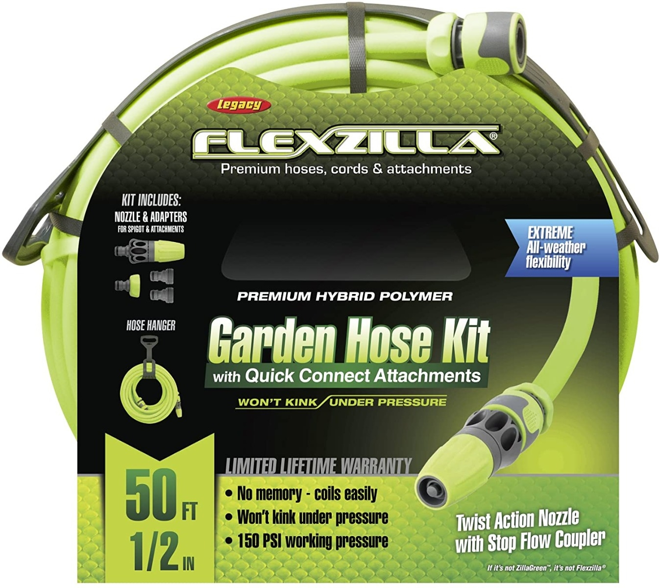 Flexzilla Garden Hose Kit with Quick Connect Attachments | HFZG12050QN