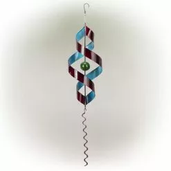 Alpine 34" Red & Blue Swirl Metal Wind Spinner