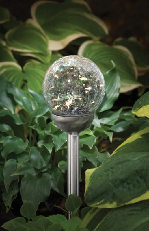 FUSION Solar Large Crackle Glass Ball with Microdot LEDs Path Marker Light - Image 2
