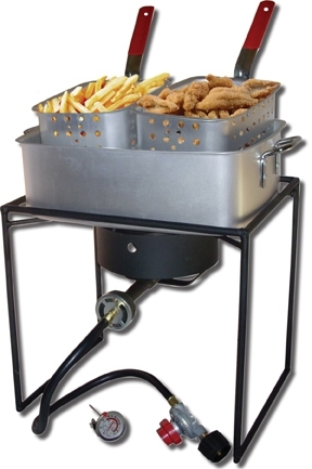 King Kooker 16" Rectangular Outdoor Cooker Package with Rectangular Fry Pan