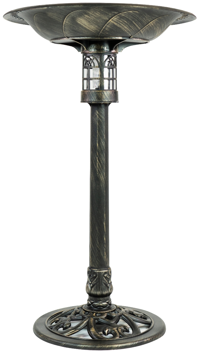 Sunray Solar Lighted Bronze Birdbath