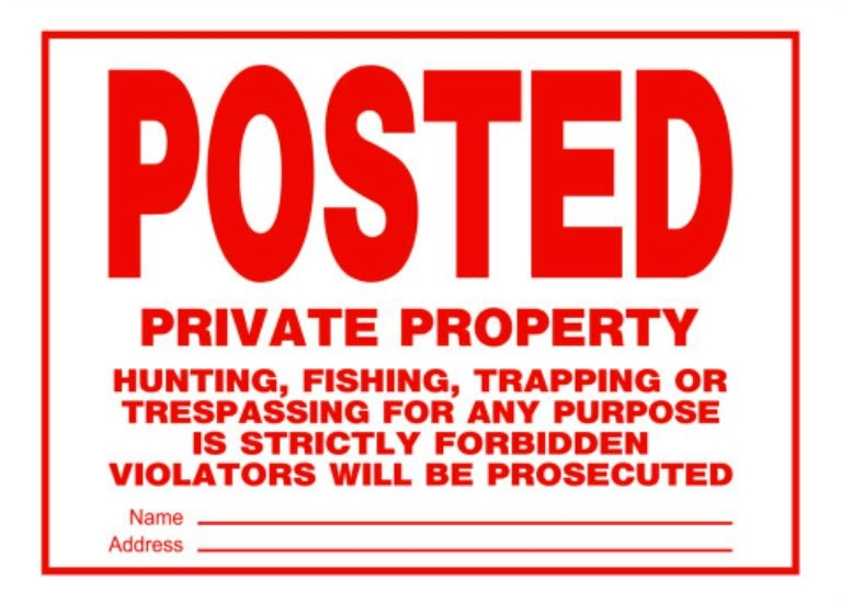 Hillman Posted Private Property Sign (10" X 14")