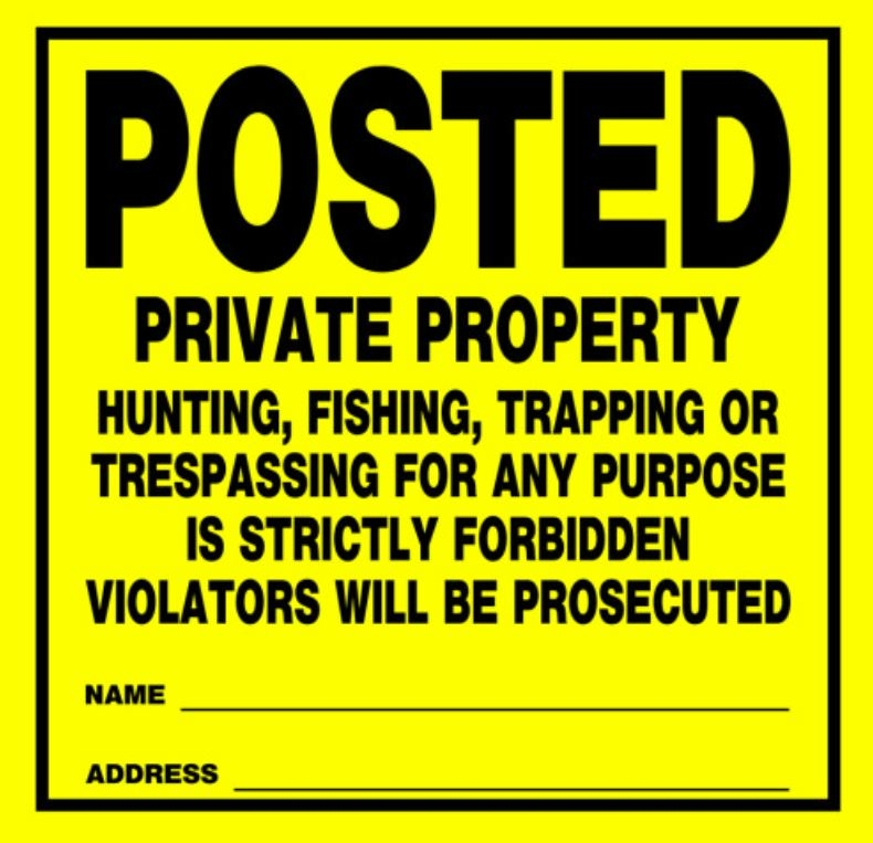 Hillman Posted Private Property Sign (11" X 11")