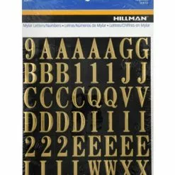 Hillman 1" Adhesive Letter & Number Pack, Black/Gold