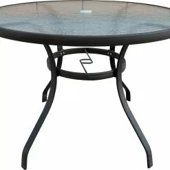 Backyard Expressions 48" Brown Round Glass Table