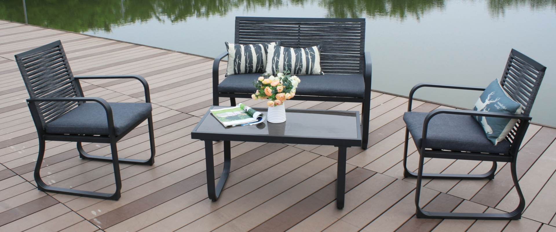 Backyard Expressions 4 pc. Gray Seating Set