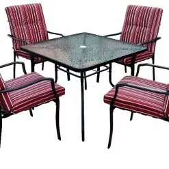 King Lighting 5 pc. Red Dining Set with Cushions