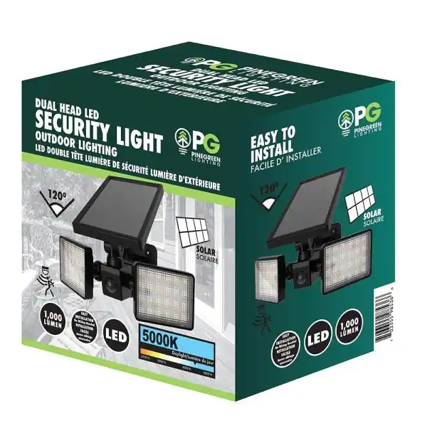 Pinegreen 2-Head Outdoor Solar Security Area Light - Black - Image 4