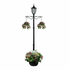 SunRay Cresmont Solar Lamp Post and Planter With Hanger