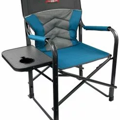 L&M Fleet Supply XL Padded Director Chair With Side Table- Blue/Gray