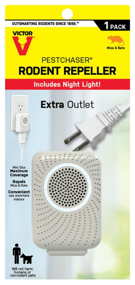 Victor Unit Pestchaser Rodent Repellent w/Nightlight & Extra Outlet,White
