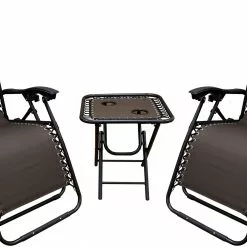 WFS Combo Chair/Table Zero Gravity Chairs-Brown
