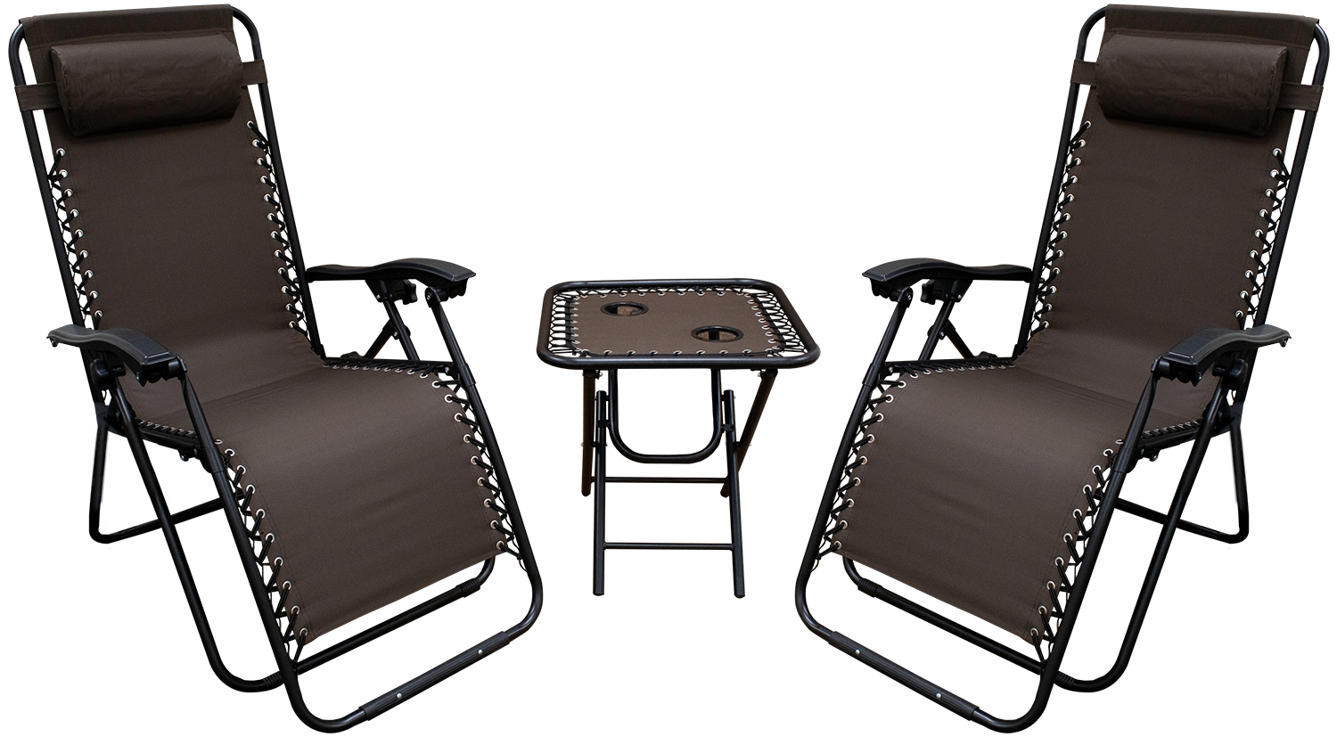 WFS Combo Chair/Table Zero Gravity Chairs-Brown