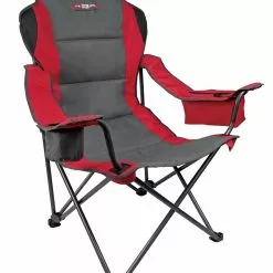 L&M Fleet Supply Multi-Position Padded Quad Chair With Cooler - Red/Gray